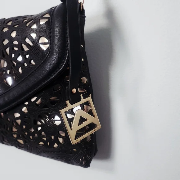 Attitude Envelope Clutch Black & Rose Gold Chain Strap - Picture 14 of 16